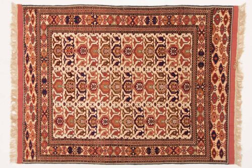Afghan Mauri Kabul 155x118 Handgeknüpft Teppich 120x160 Gold Geometrisch Muster