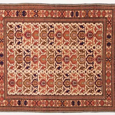 Afghan Mauri Kabul 155x118 alfombra anudada a mano 120x160 patrón geométrico dorado