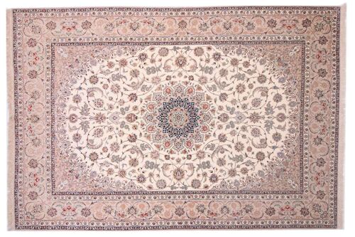 Perser Isfahan 369x255 Handgeknüpft Teppich 260x370 Beige Orientalisch Kurzflor Orient