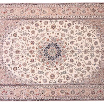 Persa Isfahan 369x255 alfombra anudada a mano 260x370 beige, oriental, pelo corto, oriente