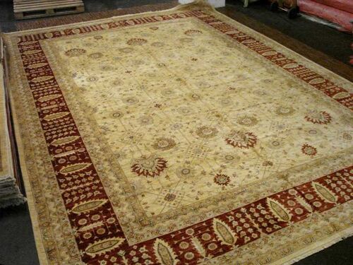 Afghan Chobi Ziegler 519x369 Handgeknüpft Teppich 370x520 Beige Blumenmuster Kurzflor