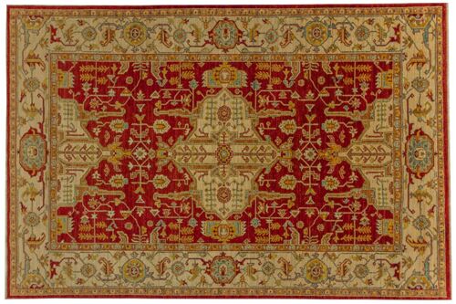 Afghan Chobi Ziegler 284x190 Handgeknüpft Teppich 190x280 Rot Orientalisch Kurzflor