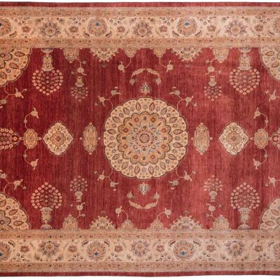 Afghan Feiner Chobi Ziegler 413x301 hand-knotted carpet 300x410 red medallion, short pile