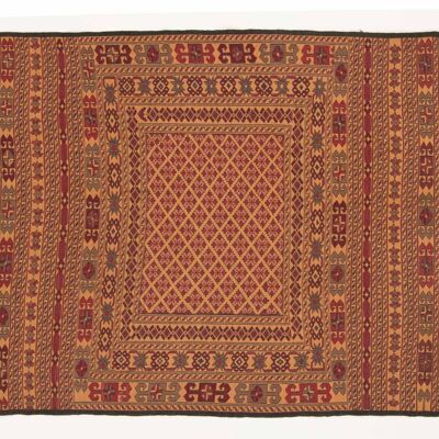 Afghan Mushwani Kilim 185x126 tappeto tessuto a mano 130x190 arancione artigianato orientale