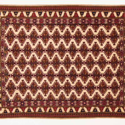 Afghan Mauri Kabul 146x110 alfombra anudada a mano 110x150 patrón geométrico rojo, pelo corto