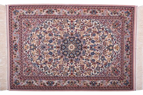 Perser Isfahan 104x72 Handgeknüpft Teppich 70x100 Mehrfarbig Orientalisch Kurzflor