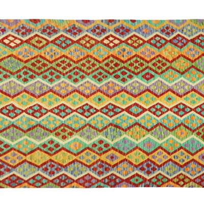 Afghan Maimana Kelim Tapis 160x200 Tissé à la Main Multicolore Géométrique  A
