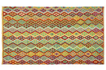 Afghan Maimana Kilim Coloré 196x156 Tapis tissé à la main 160x200 Artisanat Chambre Orient 1