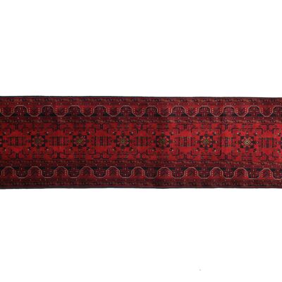 Tapis Afghan Belgique Khal Mohammadi 293x76 noué main 80x290 coureur rouge