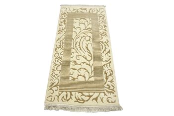 Tapis Asman 150x80 noué main 80x150 Tapis d'Orient à poils courts monochrome blanc 2