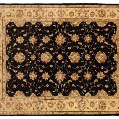 Tapis Afghan Chobi Ziegler 233x175 noué main 180x230 noir, oriental, poils courts