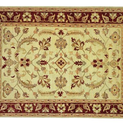 Afghan Chobi Ziegler 243x196 tappeto annodato a mano 200x240 beige floreale a pelo corto Orient