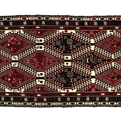 Alfombra persa kilim 197x120 tejida a mano 120x200 rojo patrón geométrico artesanía