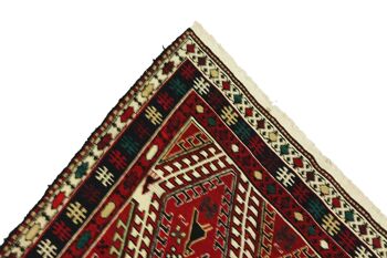 Tapis persan kilim 197x120 tissé main 120x200 motif géométrique rouge travail manuel 5