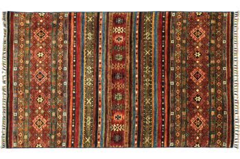 Afghan Khorjin Shaal 182x120 tapis noué à la main 120x180 motif géométrique rouge 1