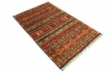 Afghan Khorjin Shaal 182x120 tapis noué à la main 120x180 motif géométrique rouge 3