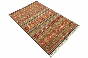 Afghan Khorjin Shaal 182x120 tapis noué à la main 120x180 motif géométrique rouge 4