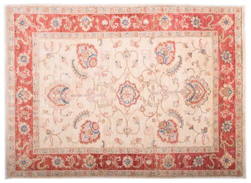 Afghan Feiner Chobi Ziegler 144x105 Handgeknüpft Teppich 110x140 Rot Blumenmuster