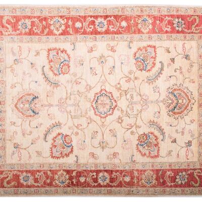 Tapis Afghan Feiner Chobi Ziegler 144x105 noué main 110x140 motif fleur rouge