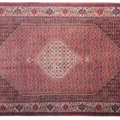 Persa Bidjar Zandjan 308x202 alfombra anudada a mano 200x310 patrón geométrico rojo
