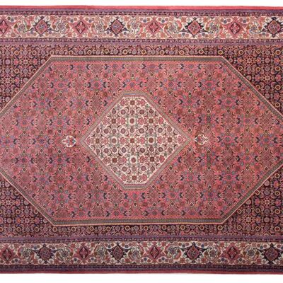 Tapis persan Bidjar Zandjan 308x202 noué main 200x310 motif géométrique rouge