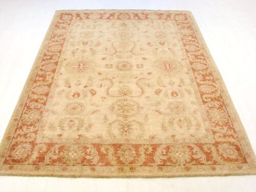 Afghan Chobi Ziegler 233x169 Handgeknüpft Teppich 170x230 Beige Orientalisch Kurzflor