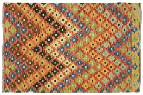 Afghan Maimana Kelim Bunt 196x150 Handgewebt Teppich 150x200 Handarbeit Orient Zimmer