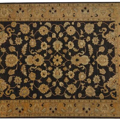 Afghan Chobi Ziegler 415x312 Handgeknüpft Teppich 310x420 Schwarz Orientalisch Kurzflor