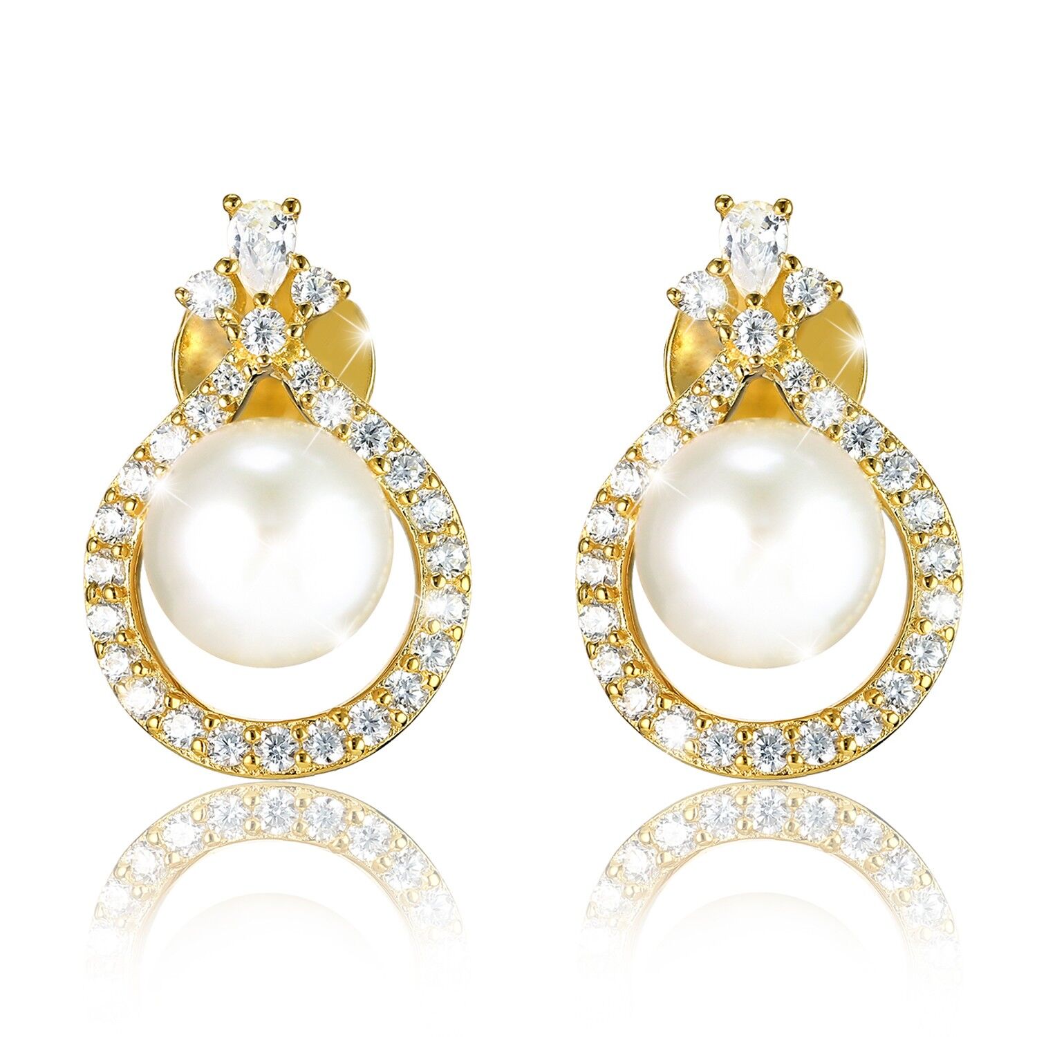 Aretes de oro con perlas de agua dulce