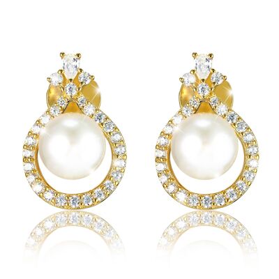Freshwater pearl gold stud earrings