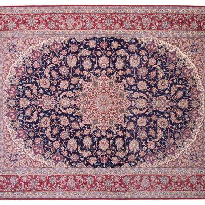 Persa Isfahan 340x253 alfombra anudada a mano 250x340 azul oriental, pelo corto, oriente