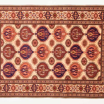Afghan Mauri Kabul 162x115 alfombra anudada a mano 120x160 patrón geométrico rojo, pelo corto