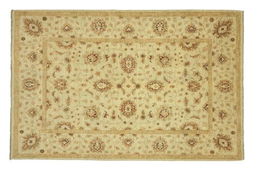 Afghan Chobi Ziegler 232x168 Handgeknüpft Teppich 170x230 Beige Floral Kurzflor Orient