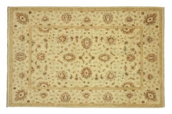 Tapis Afghan Chobi Ziegler 232x168 noué main 170x230 beige fleuri poil court Orient 1