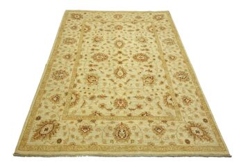 Tapis Afghan Chobi Ziegler 232x168 noué main 170x230 beige fleuri poil court Orient 2