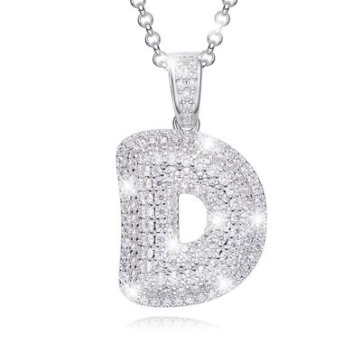 Necklace zirconia letter D.