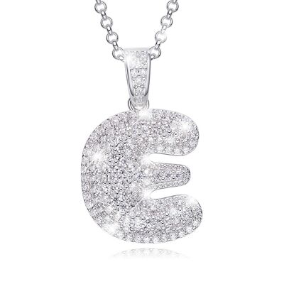 Necklace zirconia letter E.