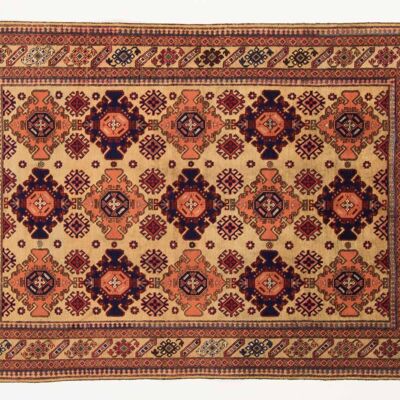 Afghan Mauri Kabul 156x110 alfombra anudada a mano 110x160 patrón geométrico dorado