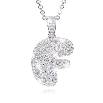 Necklace zirconia letter F.