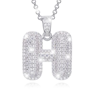 Necklace zirconia letter H