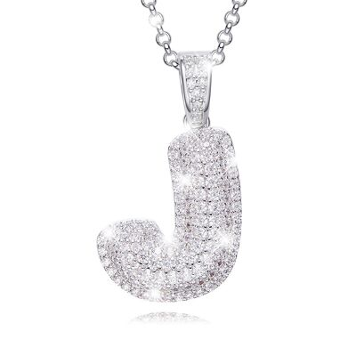 Necklace zirconia letter J