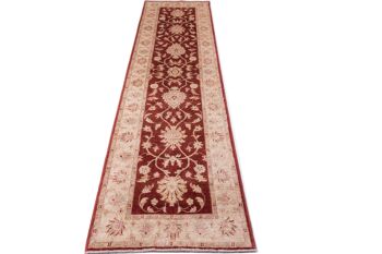 Tapis de passage Afghan Chobi Ziegler 297x77 noué main 80x300 rouge oriental 1