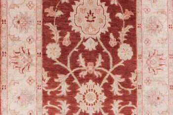 Tapis de passage Afghan Chobi Ziegler 297x77 noué main 80x300 rouge oriental 4