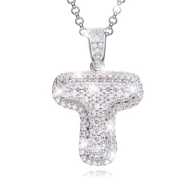 Necklace zirconia letter T