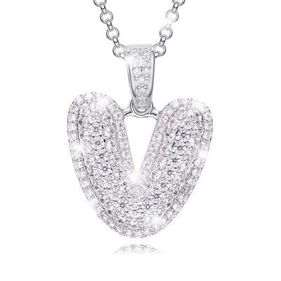 Necklace zirconia letter V