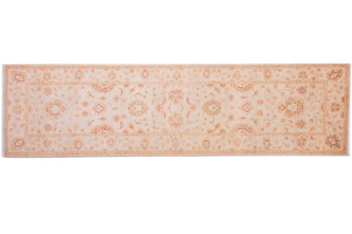 Afghan Chobi Ziegler 298x80 Handgeknüpft Teppich 80x300 Läufer Beige Orientalisch