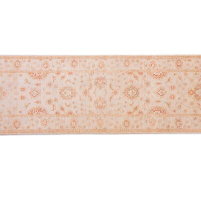 Afghan Chobi Ziegler 298x80 tappeto annodato a mano 80x300 runner beige orientale