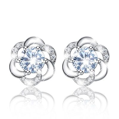 White Flower stud earrings