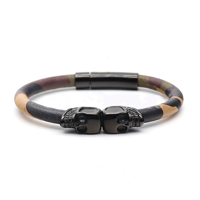 Bracciale in pelle teschio