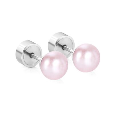 Orecchini a bottone con perle rosa